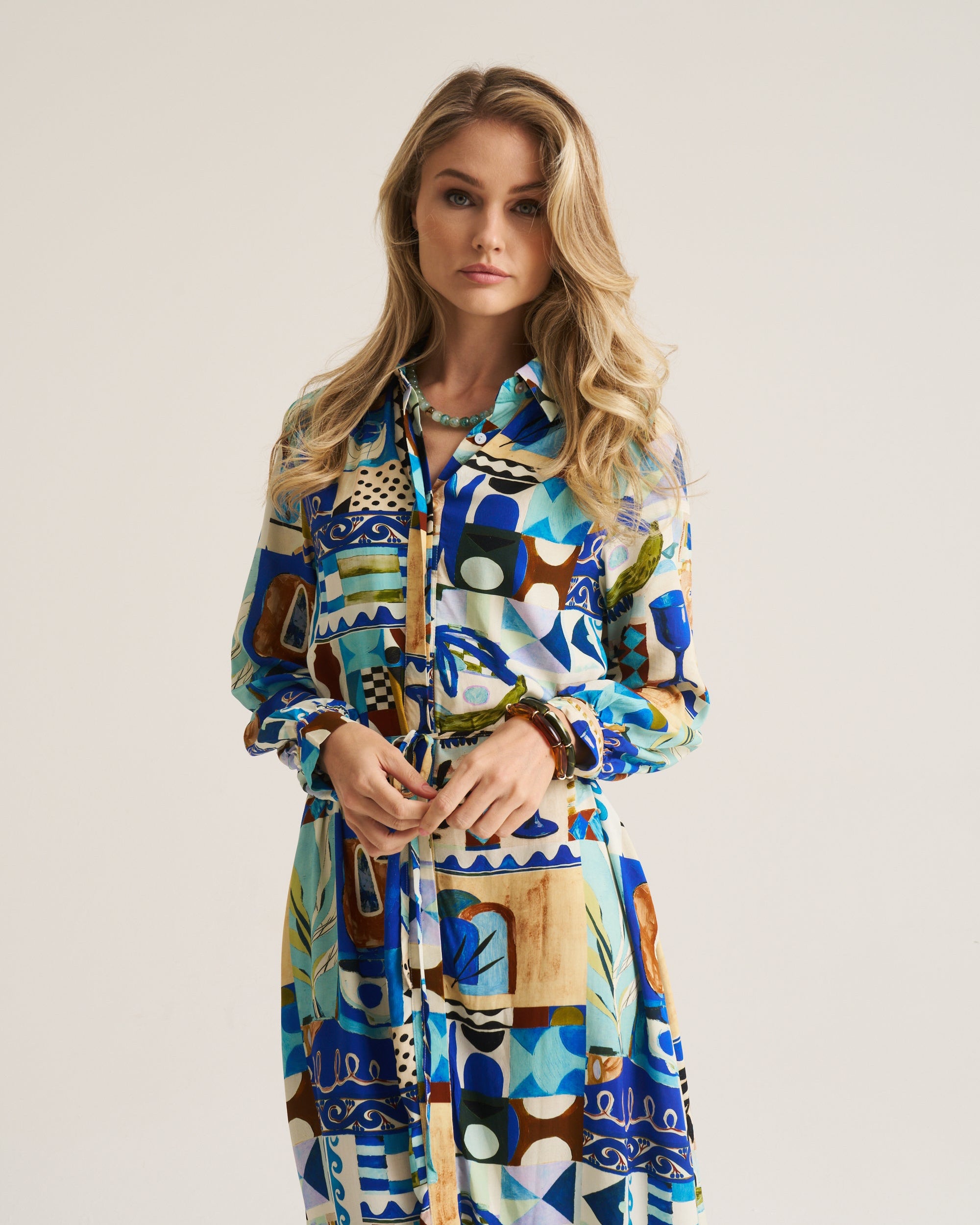 Maxi Shirt Dress - Blue Marrakech