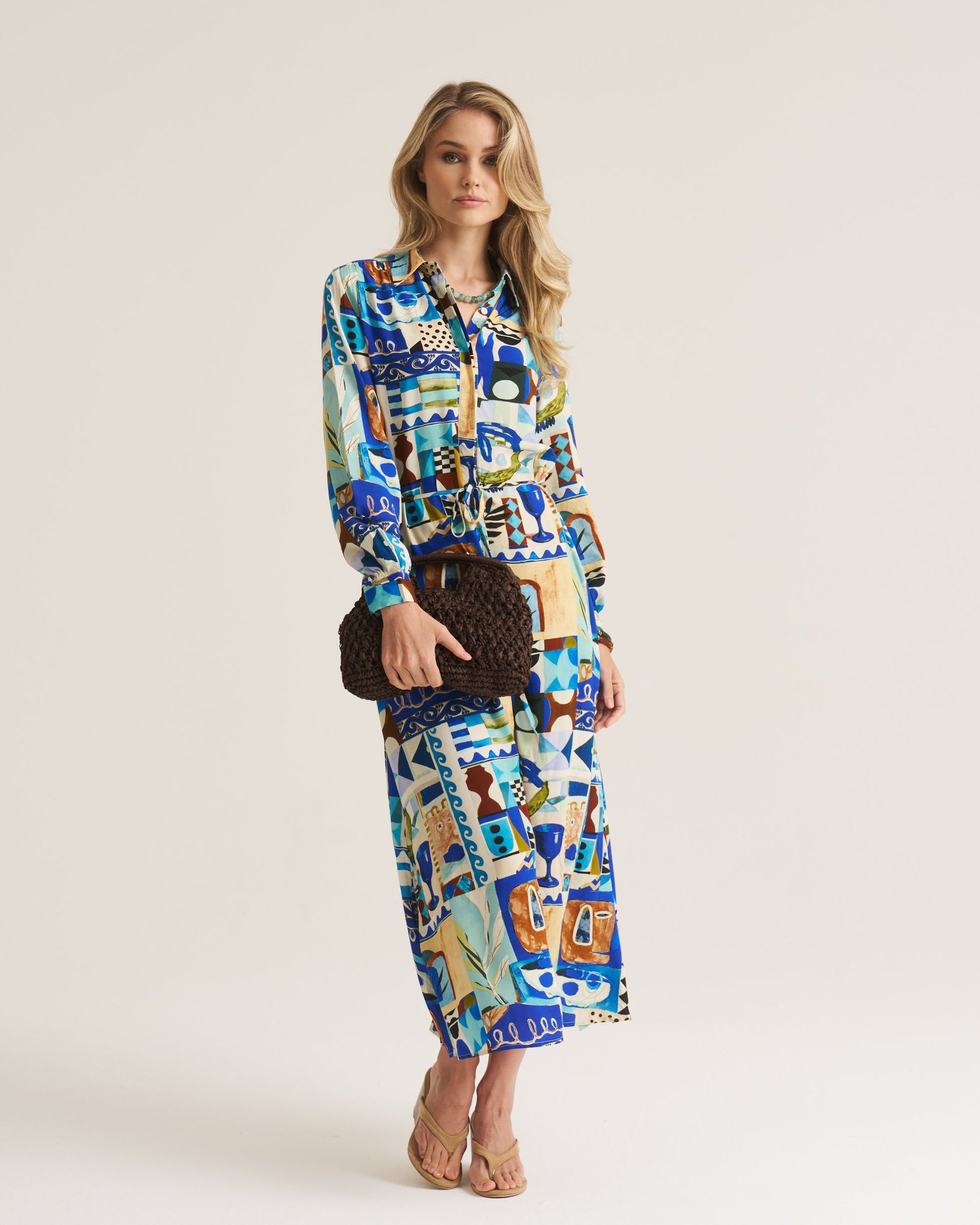 Maxi Shirt Dress - Blue Marrakech