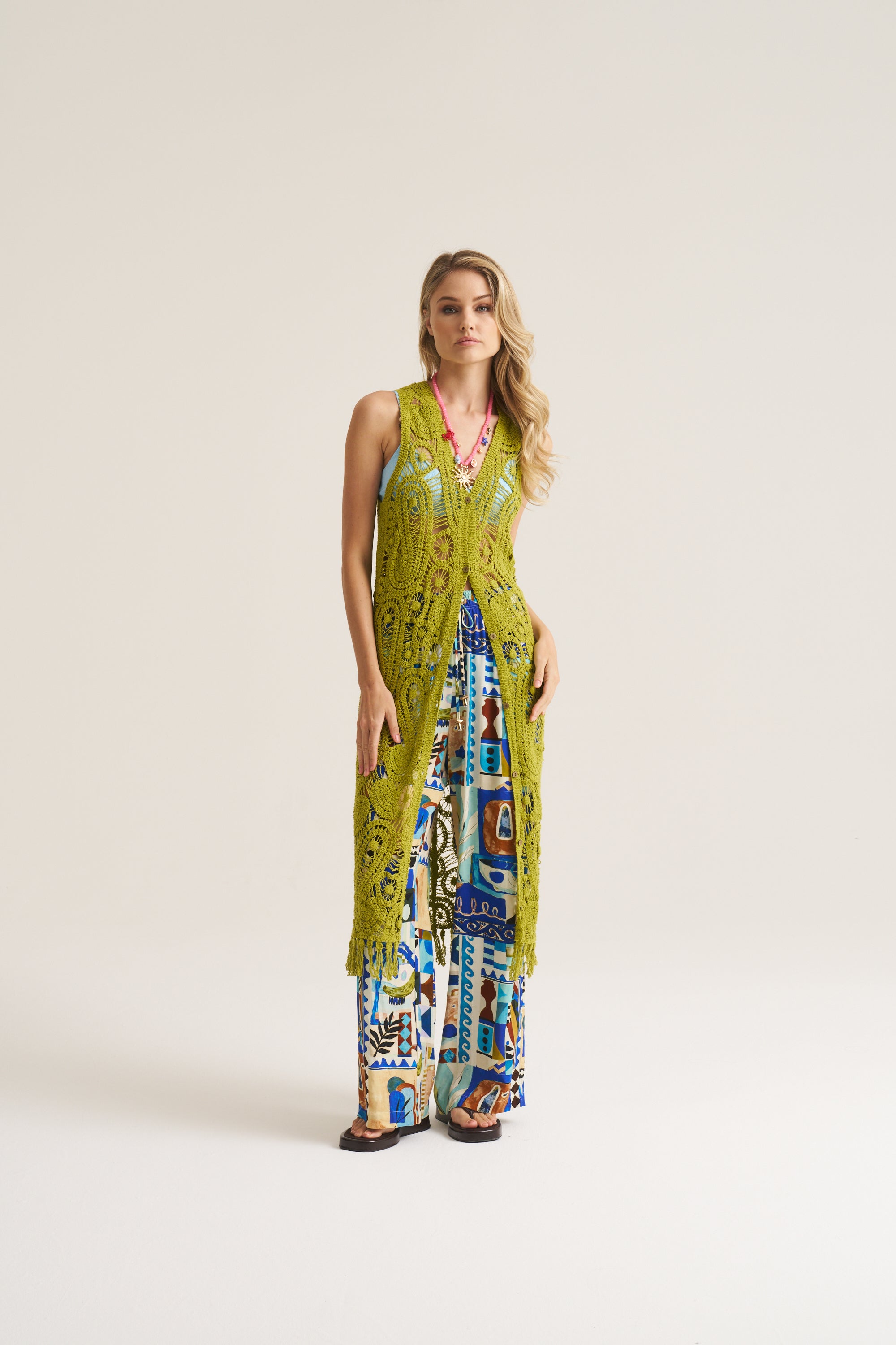 Resort Crochet Waistcoat Dress