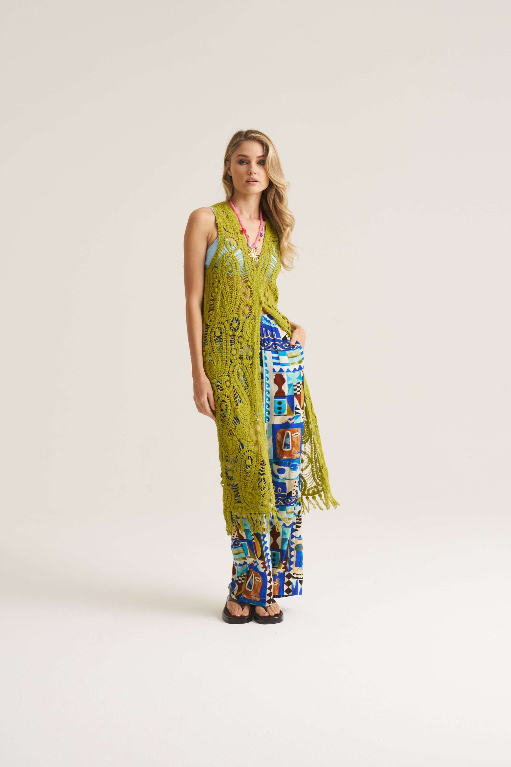 Resort Crochet Waistcoat Dress
