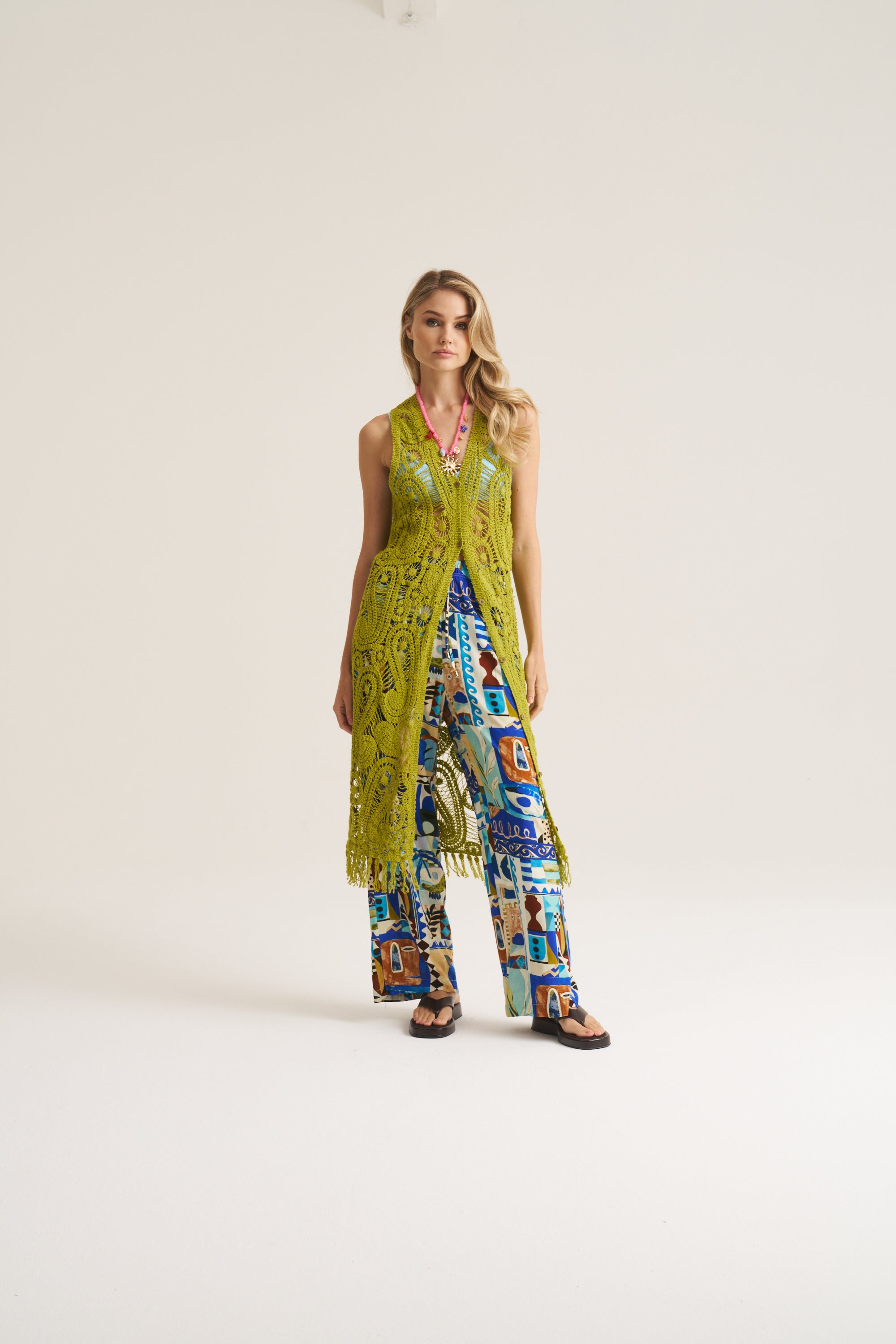 Resort Crochet Waistcoat Dress