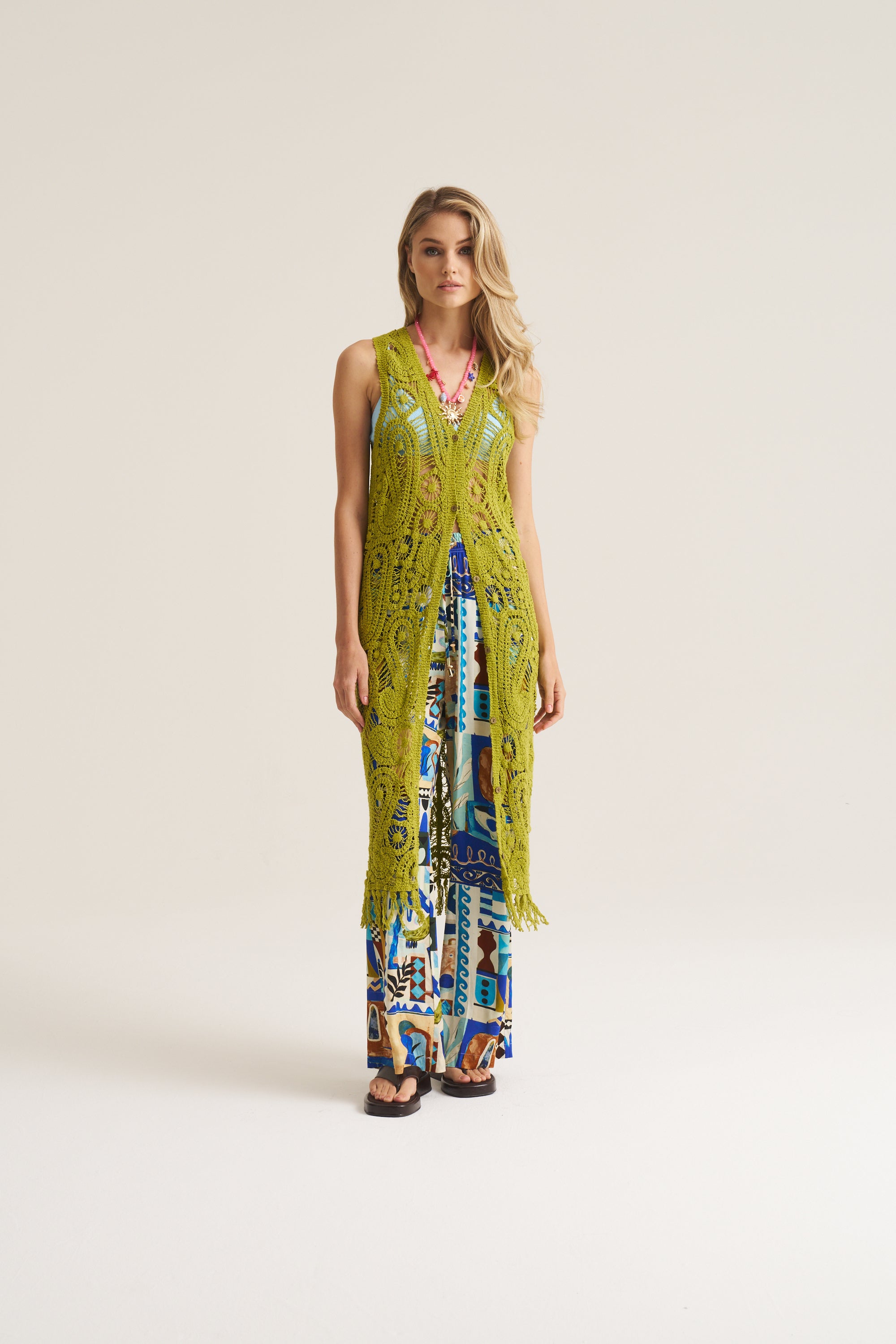 Resort Crochet Waistcoat Dress