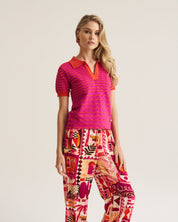 Stripe Wave Polo - Pink