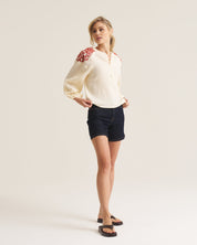 Embroidered Boho Blouse - Cream