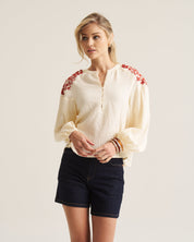 Embroidered Boho Blouse - Cream