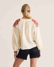 Embroidered Boho Blouse - Cream