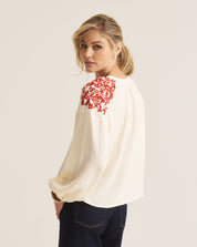 Embroidered Boho Blouse - Cream