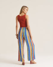 Relaxed Pants - Cobalt & Brown Stripe