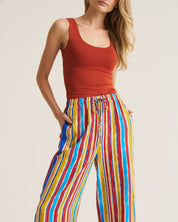 Relaxed Pants - Cobalt & Brown Stripe