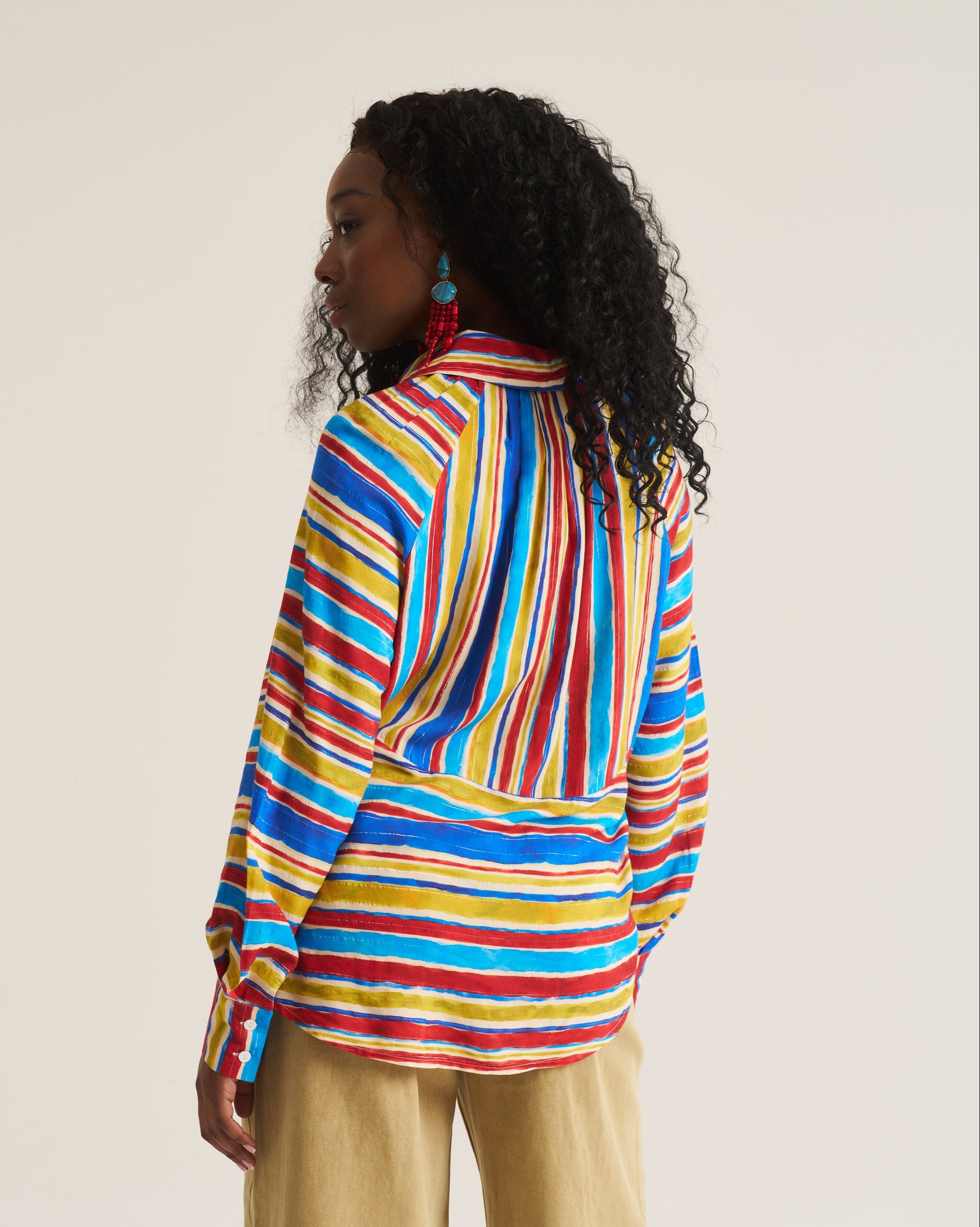 Artist Blouse - Cobalt / Brown