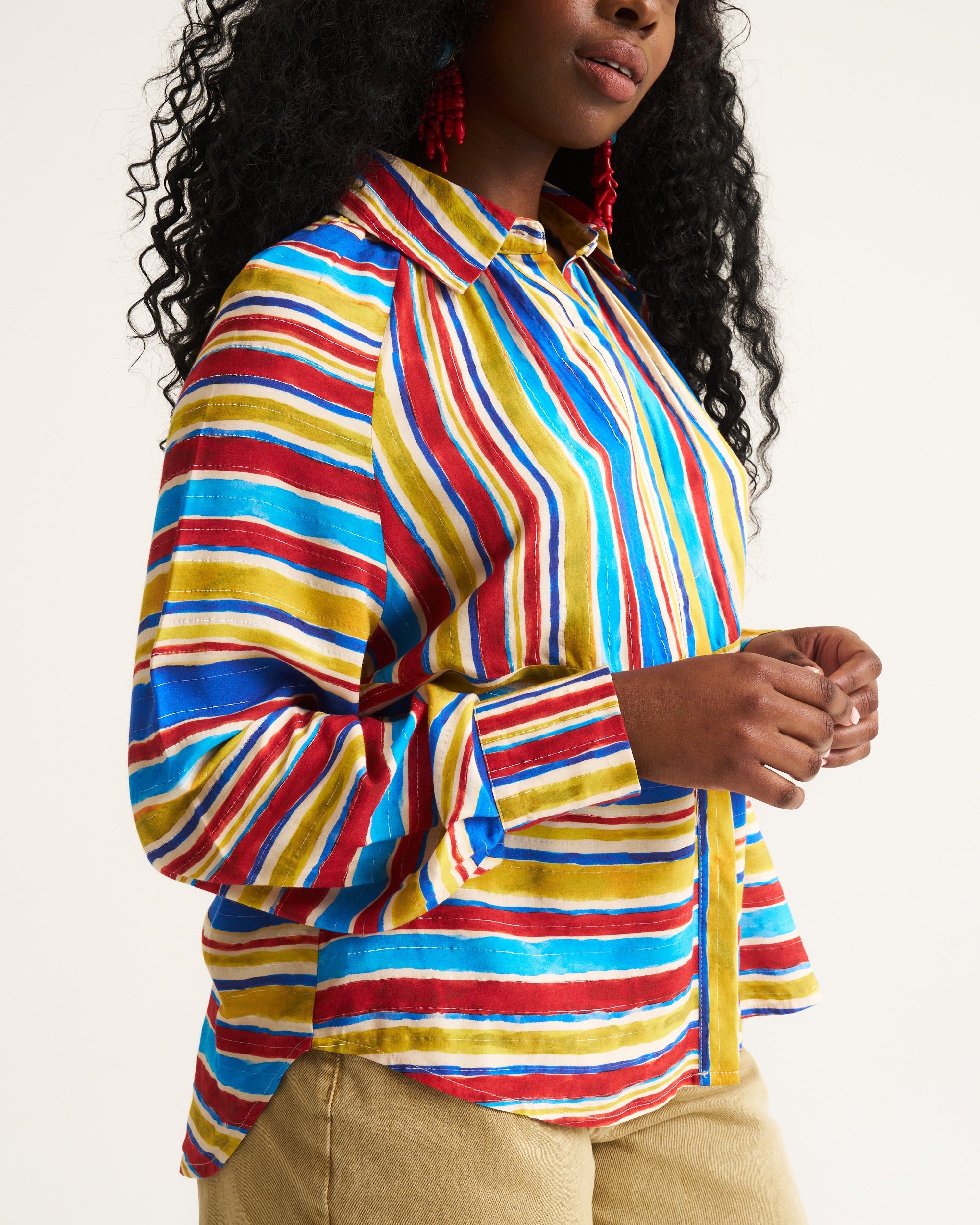Artist Blouse - Cobalt / Brown