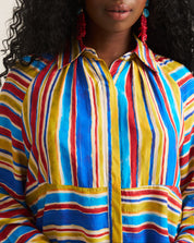 Artist Blouse - Cobalt / Brown