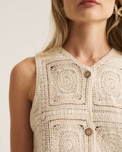 Crochet Cotton Waistcoat - Apricot