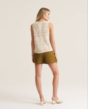 Crochet Cotton Waistcoat - Apricot
