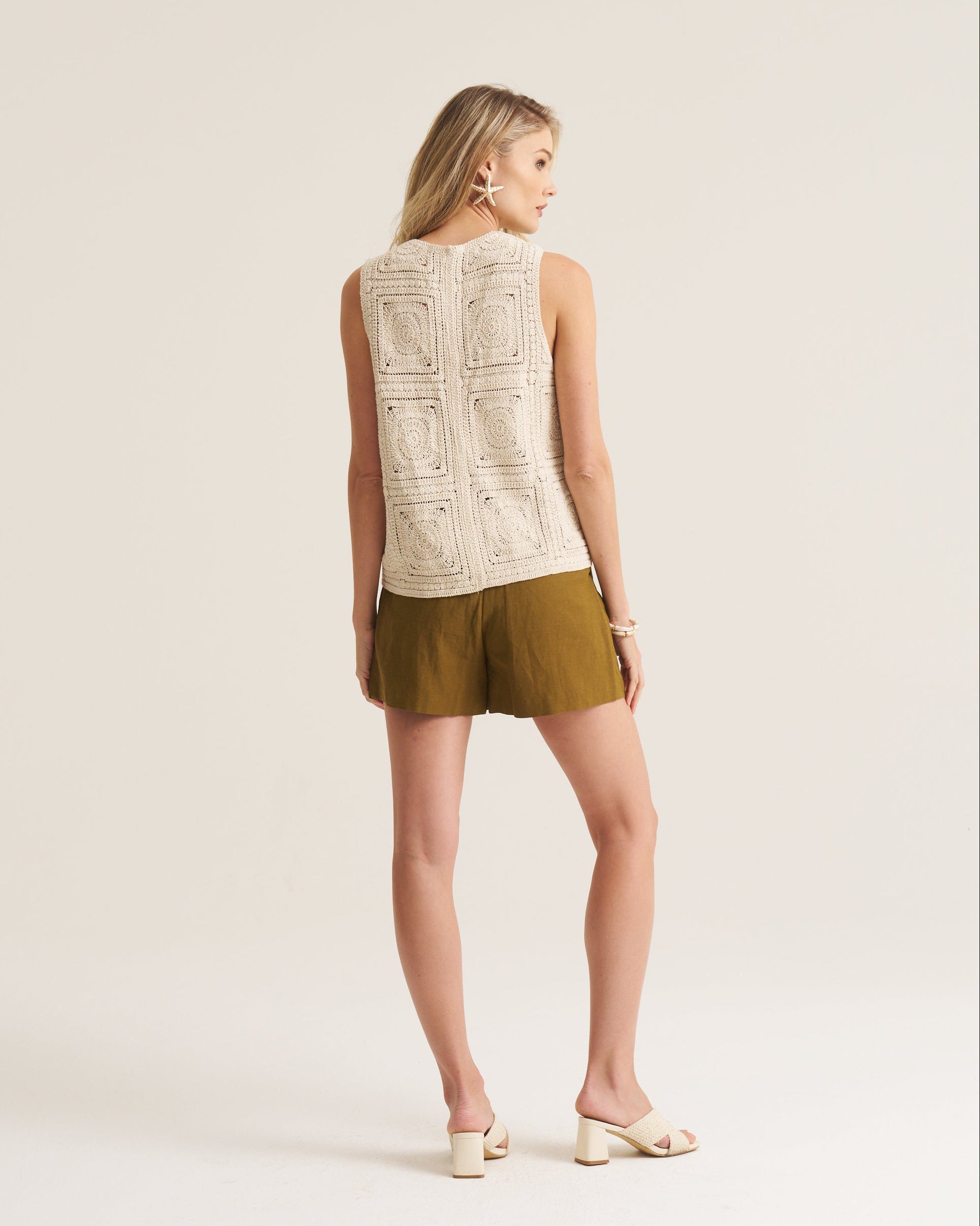 Crochet Cotton Waistcoat - Apricot