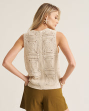 Crochet Cotton Waistcoat - Apricot