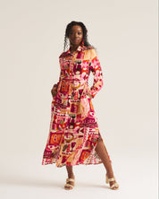 Maxi Shirt Dress - Pink Marrakech