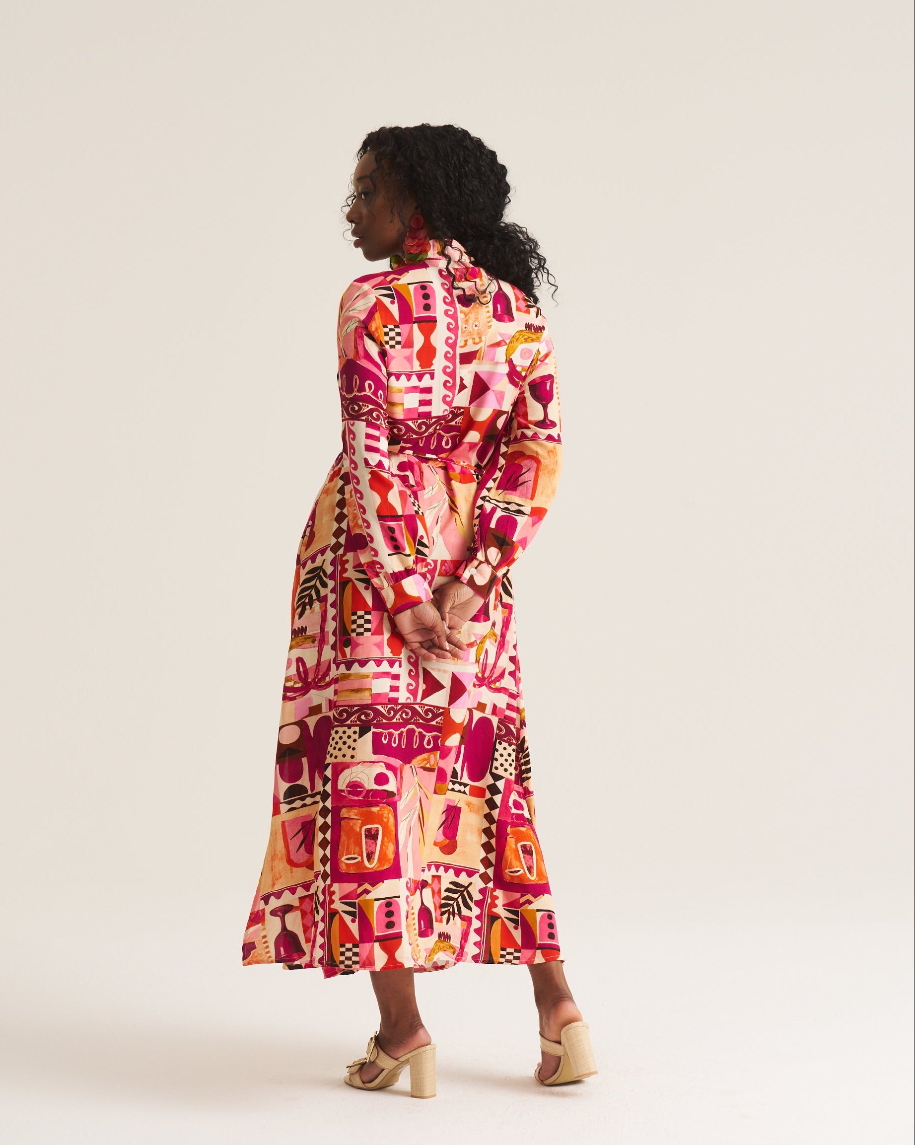 Maxi Shirt Dress - Pink Marrakech