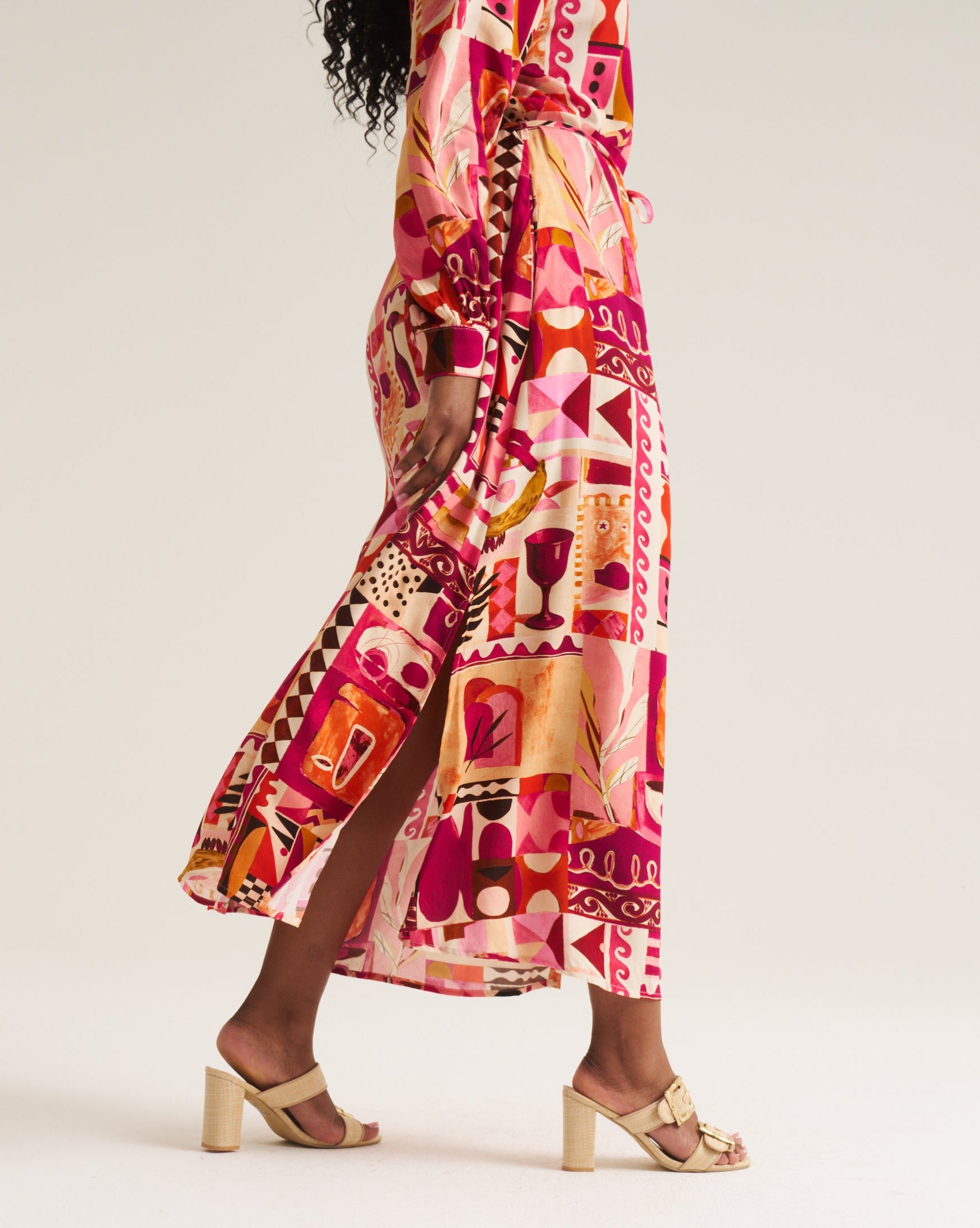 Maxi Shirt Dress - Pink Marrakech