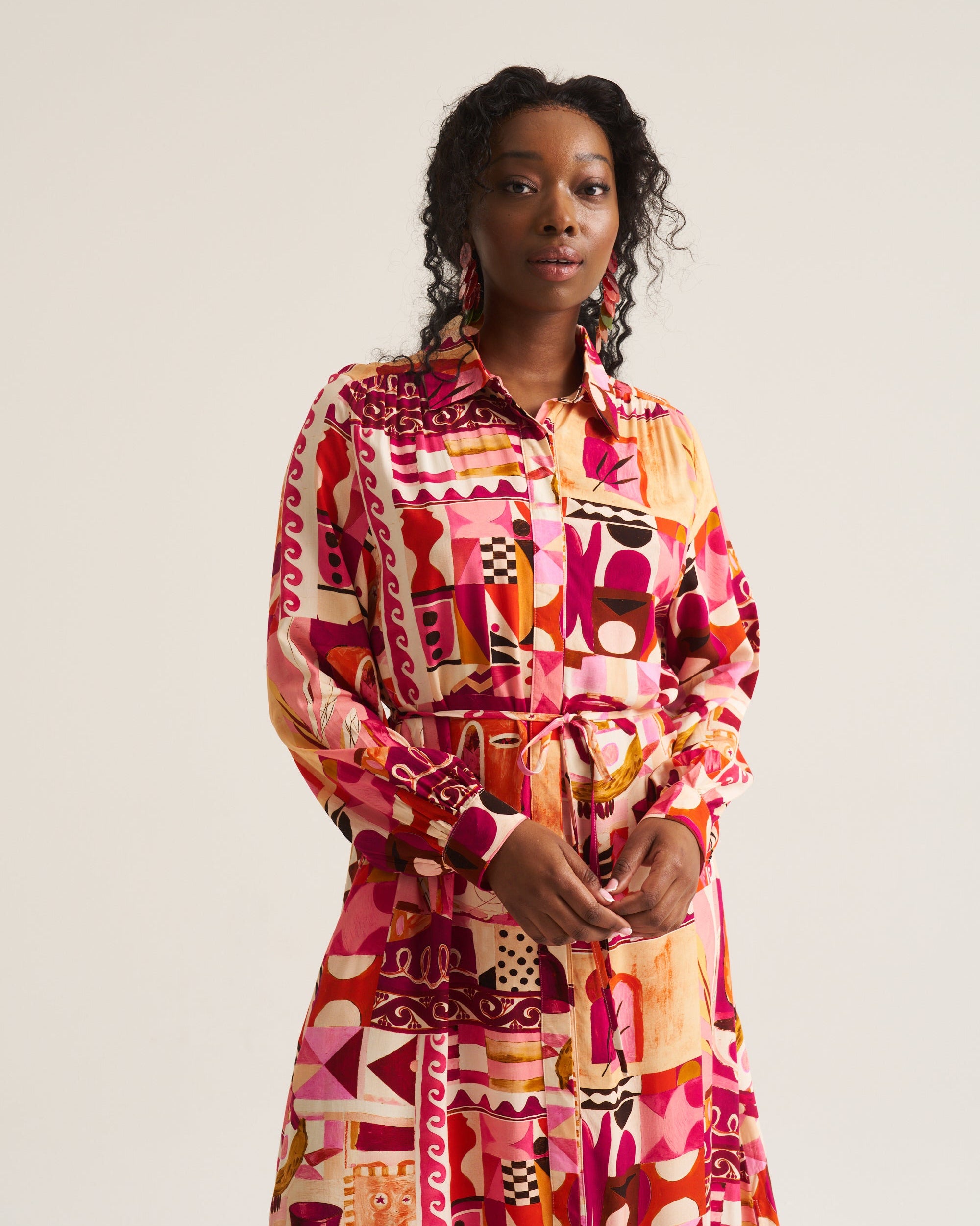 Maxi Shirt Dress - Pink Marrakech