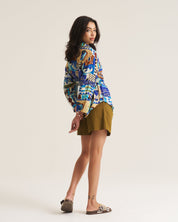 Drawstring Shirt - Blue Marrakech
