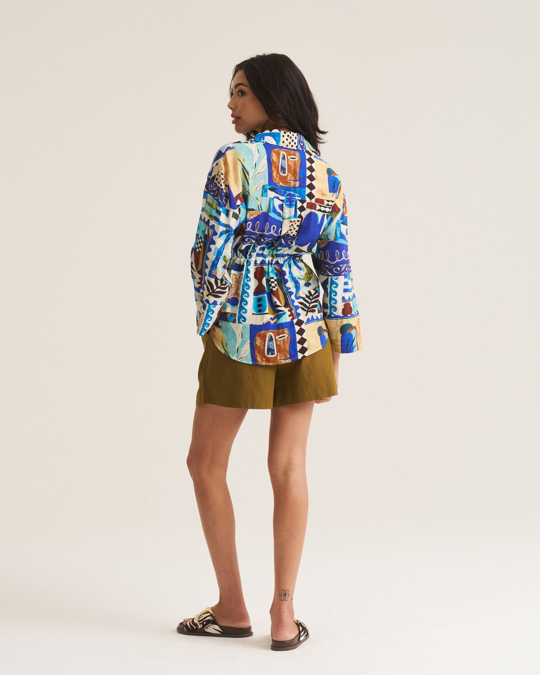 Drawstring Shirt - Blue Marrakech