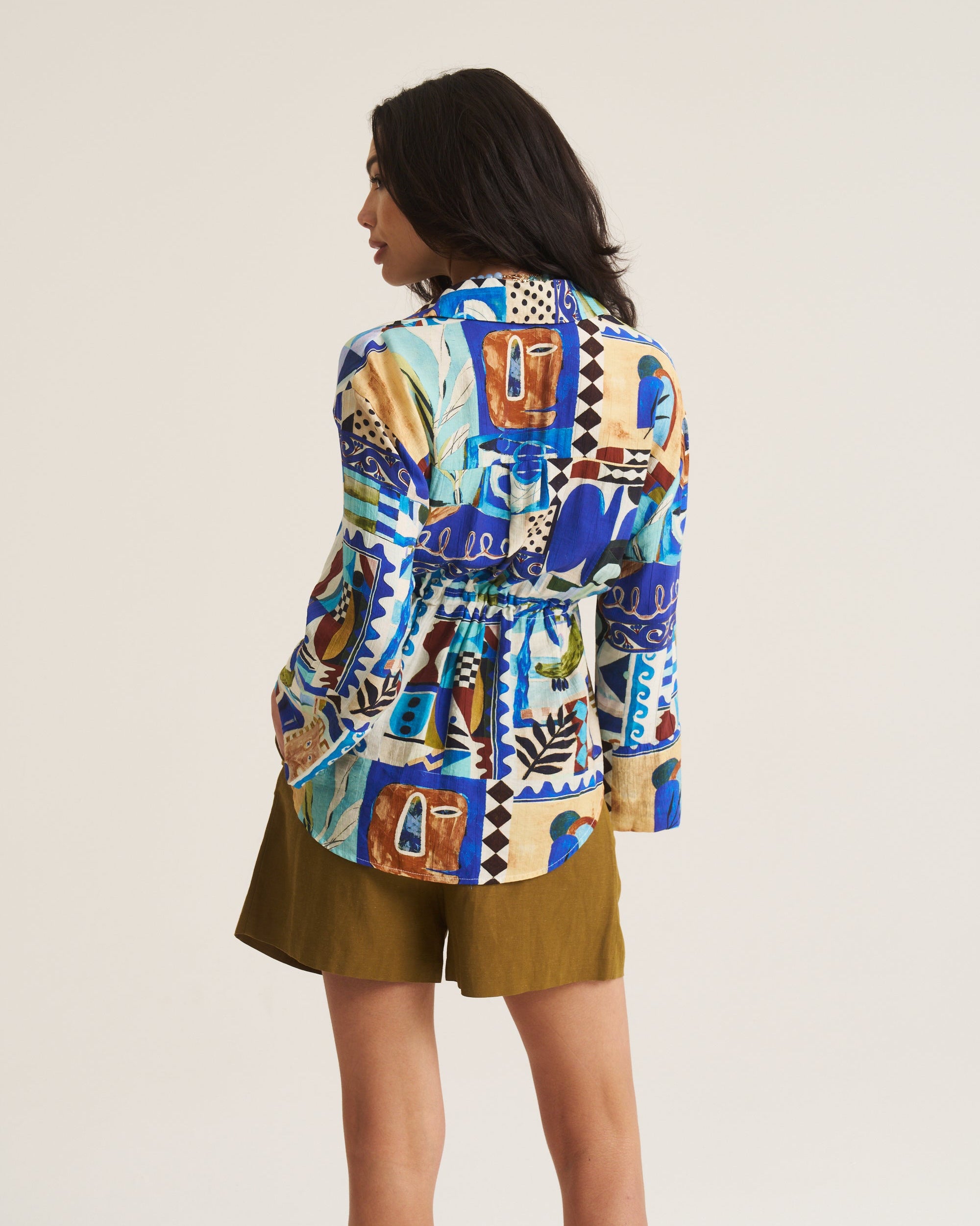 Drawstring Shirt - Blue Marrakech