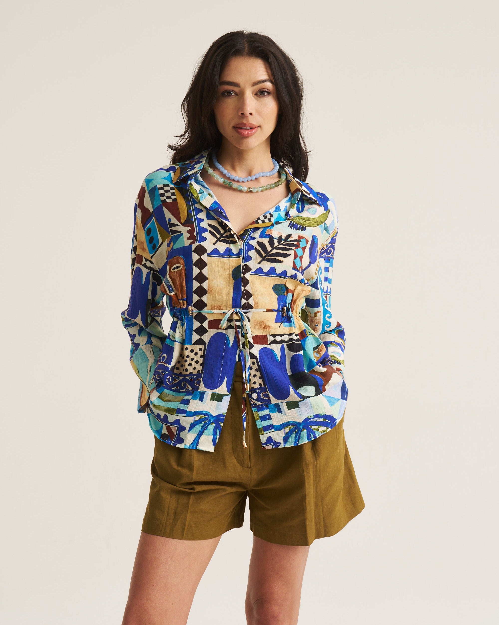 Drawstring Shirt - Blue Marrakech