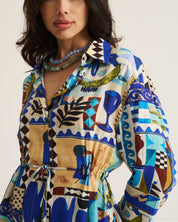 Drawstring Shirt - Blue Marrakech