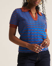 Stripe Wave Polo - Cobalt