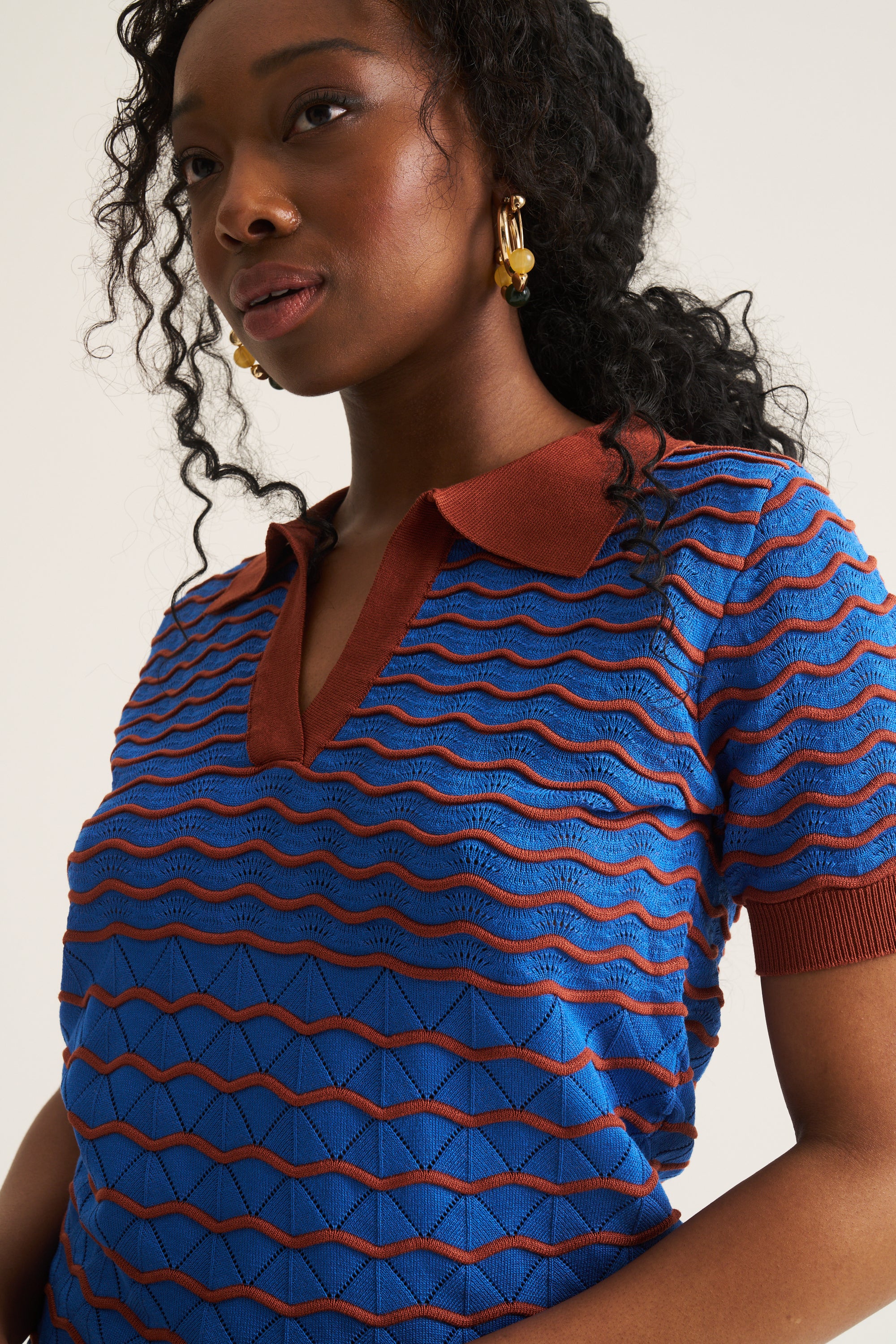 Stripe Wave Polo - Cobalt