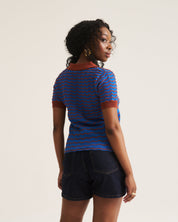 Stripe Wave Polo - Cobalt