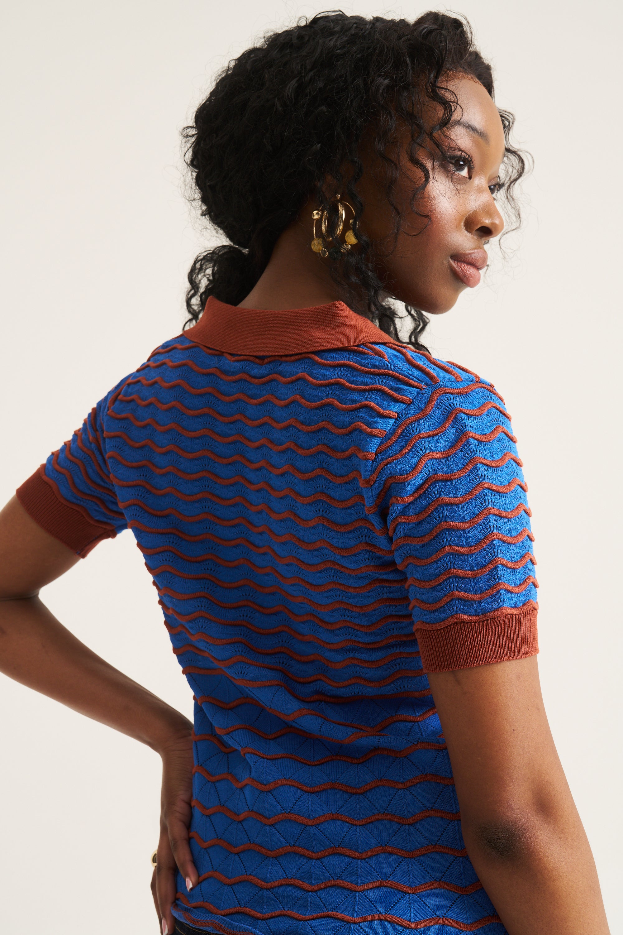 Stripe Wave Polo - Cobalt