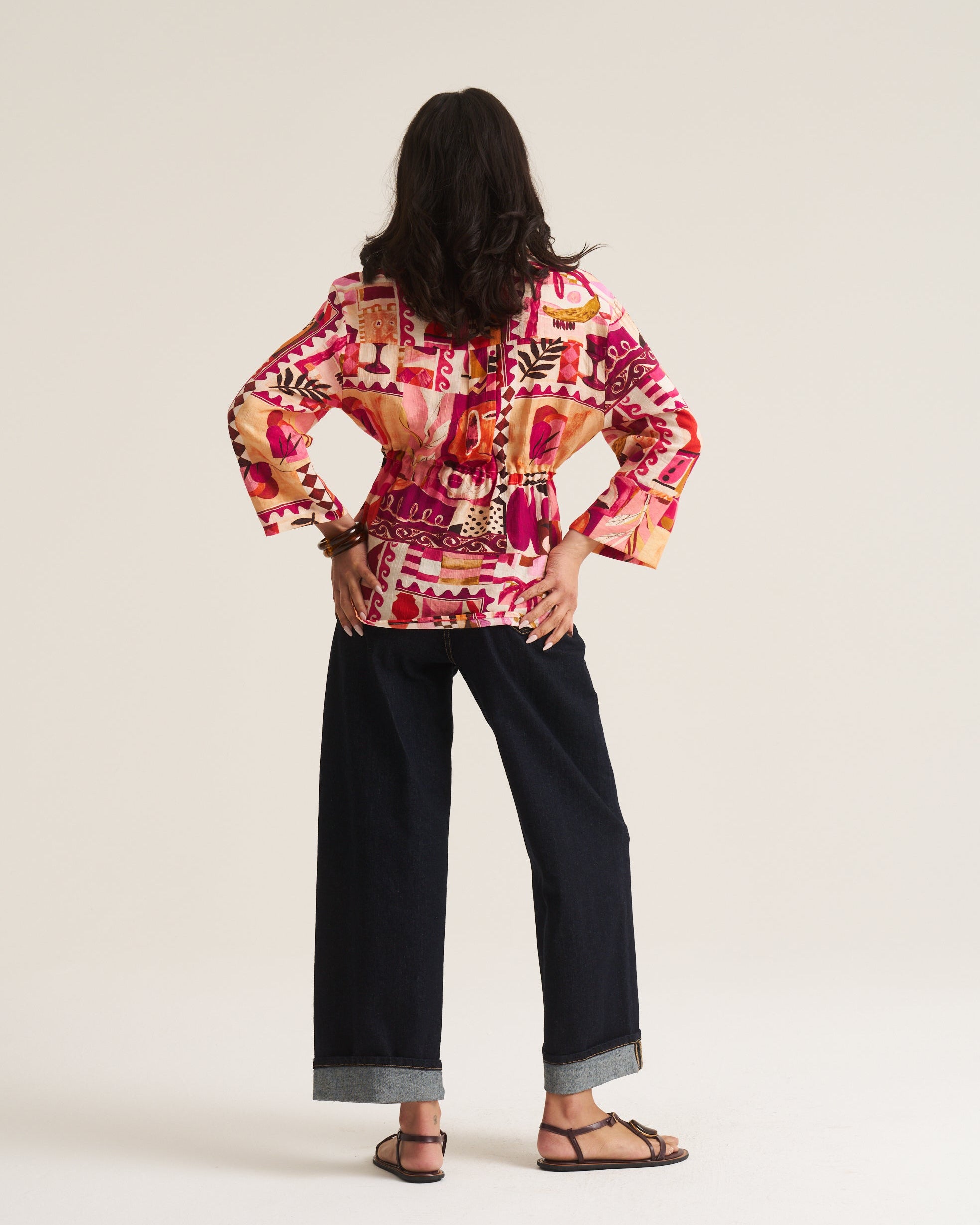 Drawstring Shirt - Pink Marrakech