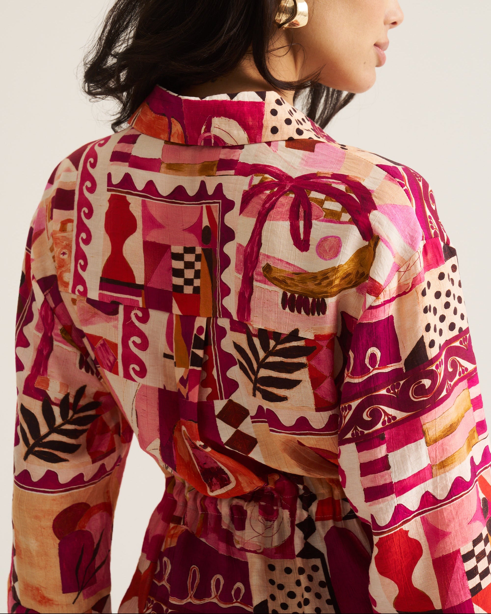 Drawstring Shirt - Pink Marrakech