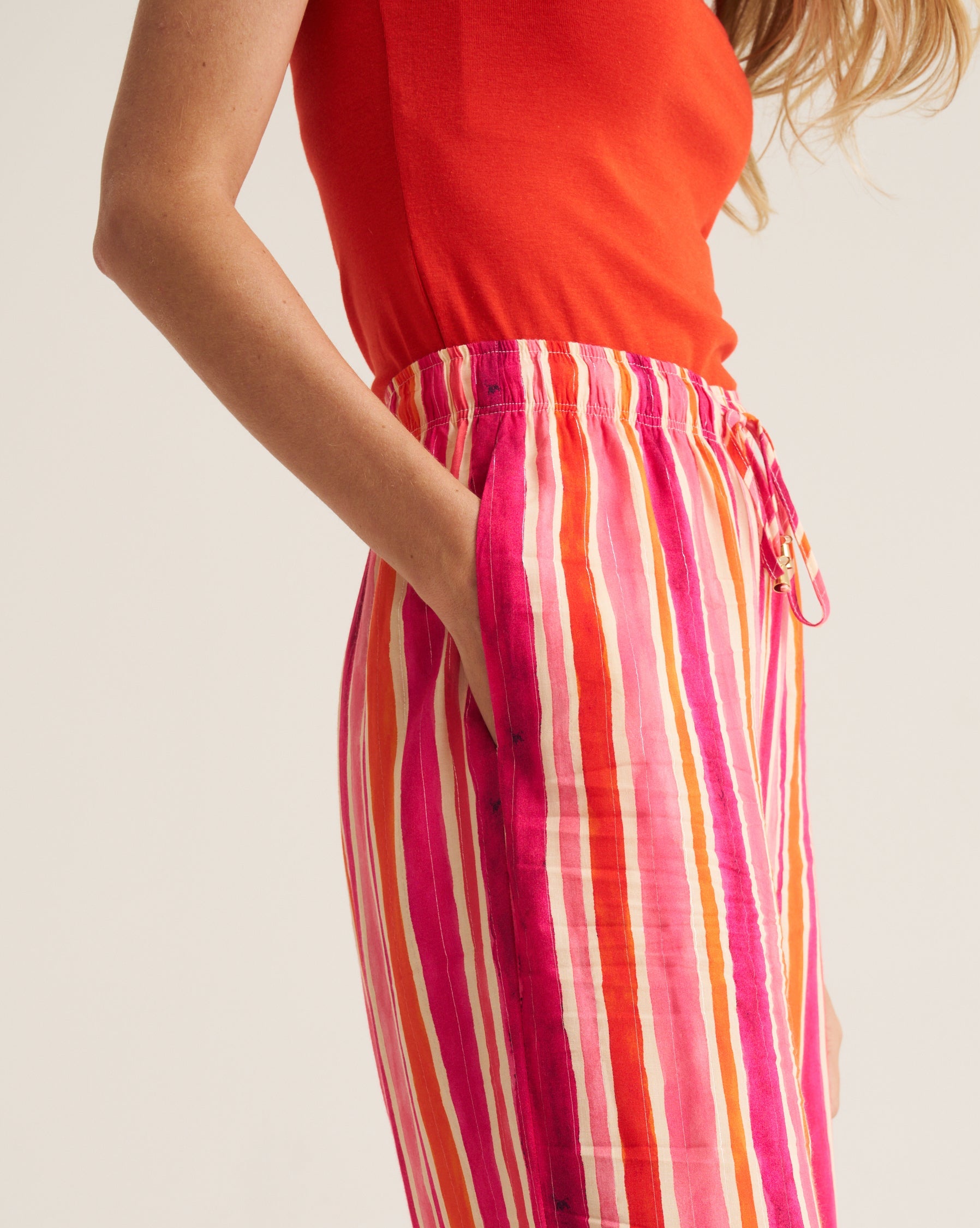 Relaxed Pants - Pink & Orange Stripe