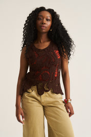 Crochet Vest - Chocolate