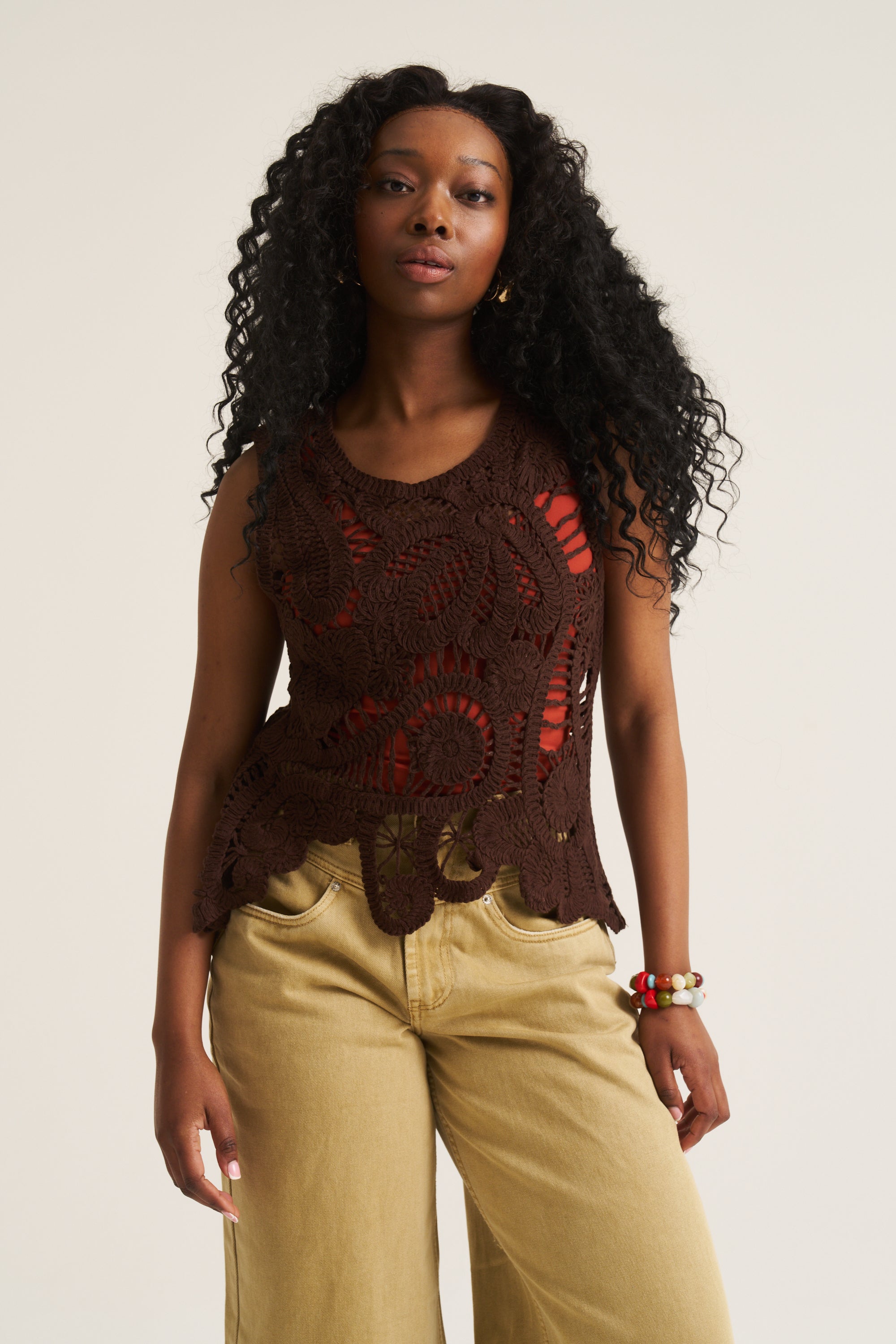 Crochet Vest - Chocolate