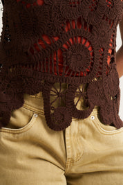 Crochet Vest - Chocolate