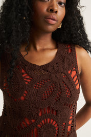Crochet Vest - Chocolate