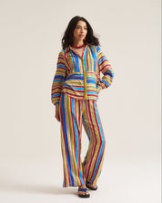 Relaxed Pants - Cobalt & Brown Stripe