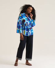Drawstring Shirt - Blue Moon Print