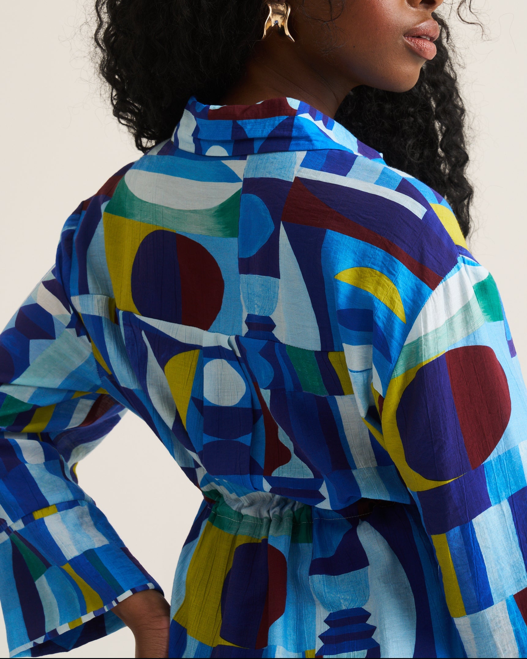 Drawstring Shirt - Blue Moon Print