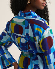 Drawstring Shirt - Blue Moon Print