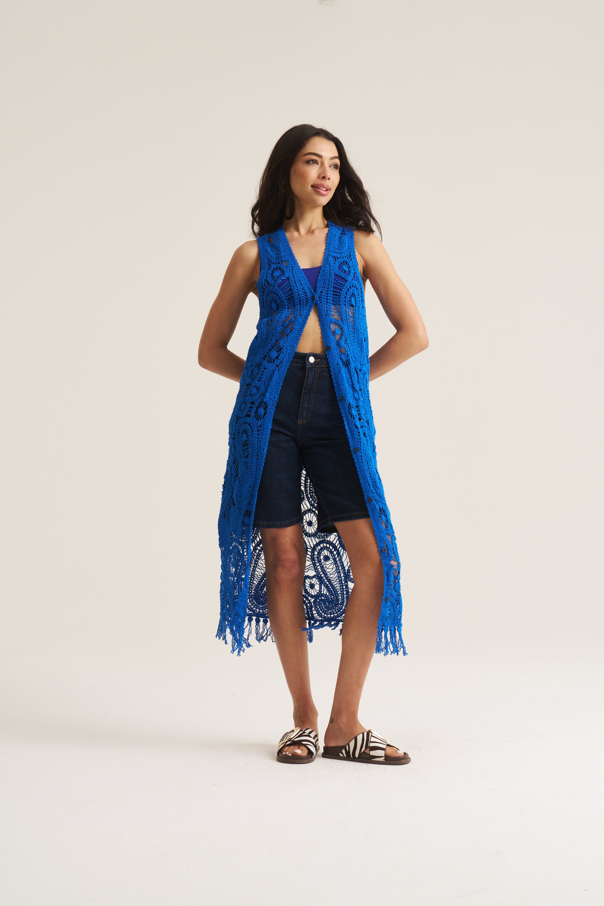 Resort Crochet Waistcoat Dress