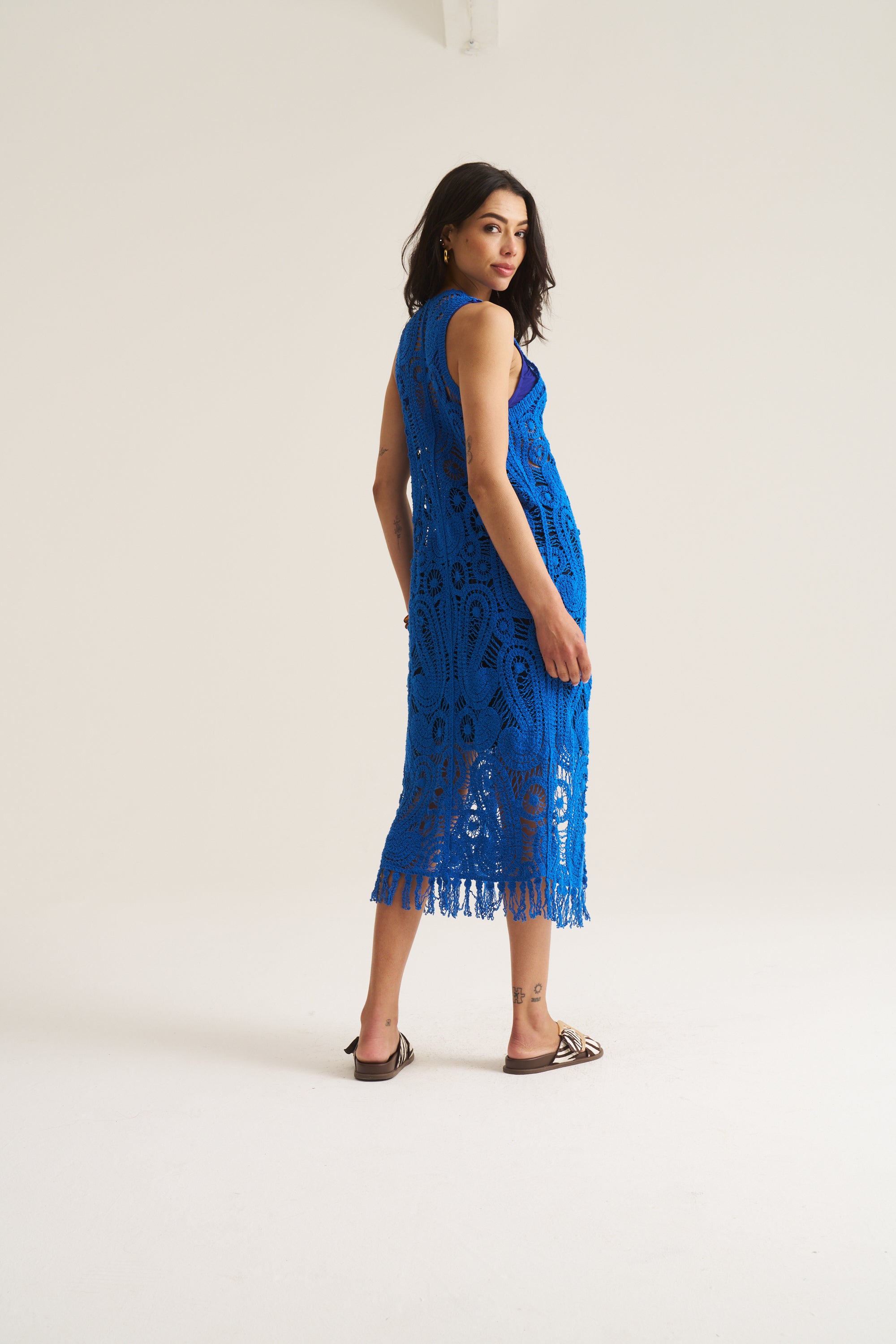 Resort Crochet Waistcoat Dress
