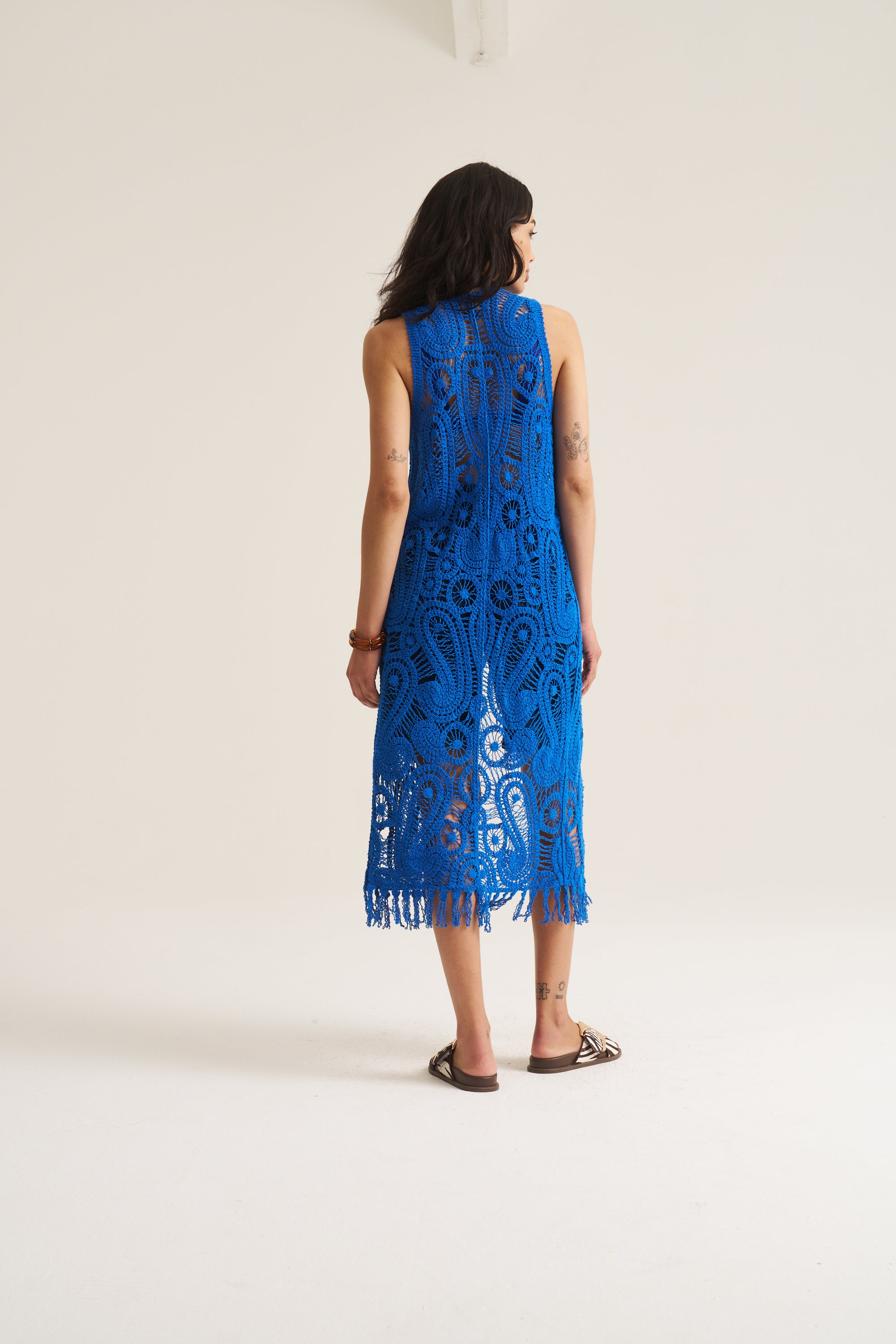 Resort Crochet Waistcoat Dress