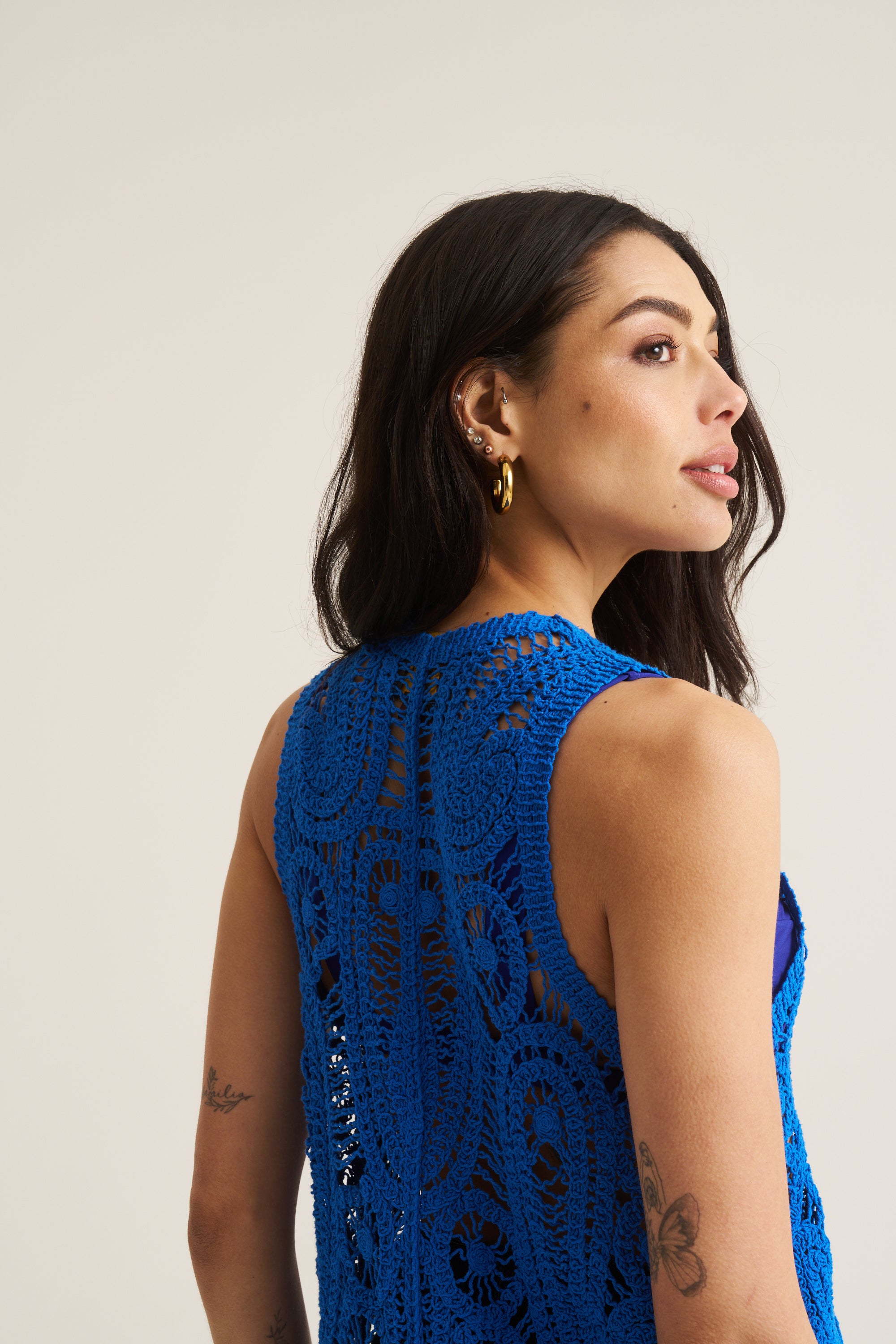 Resort Crochet Waistcoat Dress