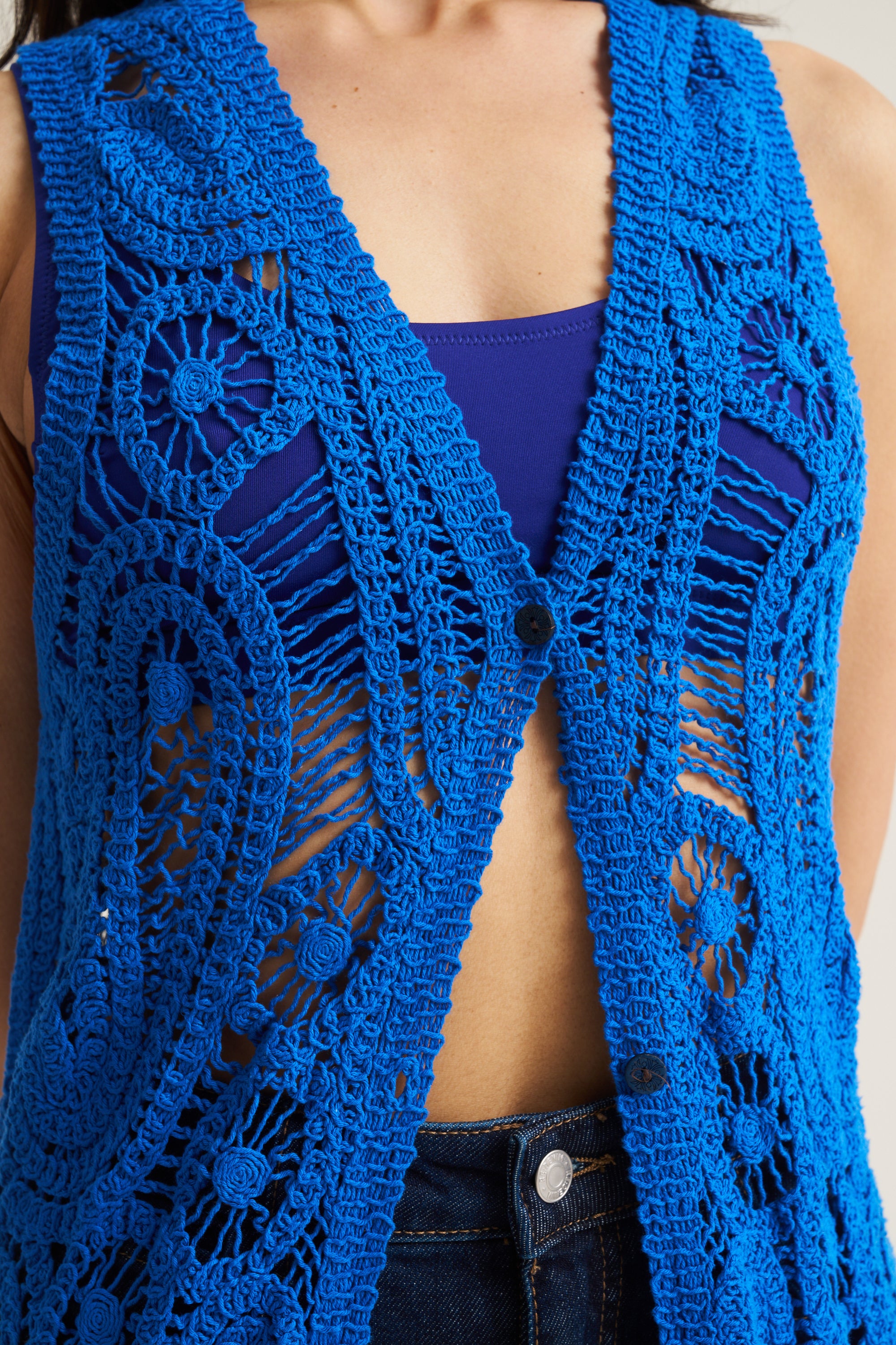 Resort Crochet Waistcoat Dress