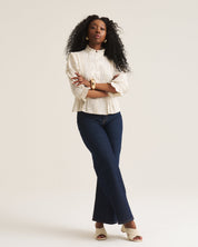 Linen Trim Blouse - Oat